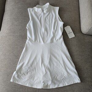 ig In Good State Tennis Dress White Mock Neck Zip Built In Shorts Size M NWT
